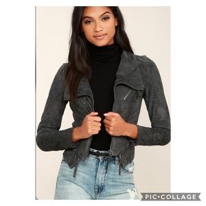 NWT Lulu’s Charcoal Grey Suede Moto Jacket XS